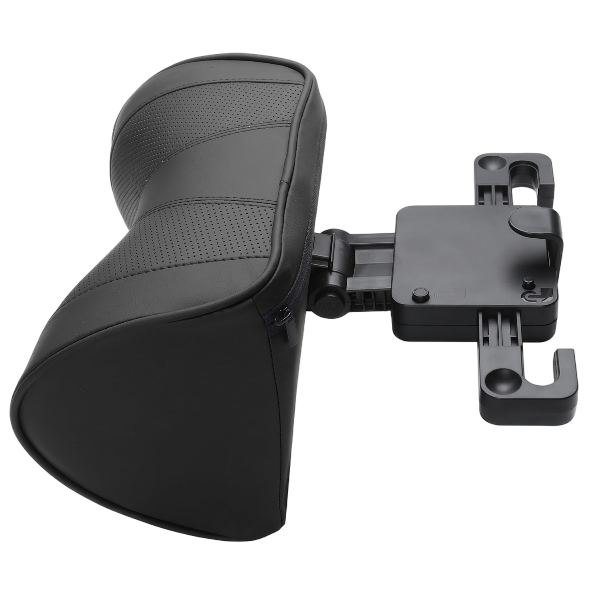 Accessoires de siège, support de cou voiture, oreiller d'appui-tête voiture réglable en 6 directions avec support téléphone et crochet, oreiller en mousse à mémoire forme en cuir pour la