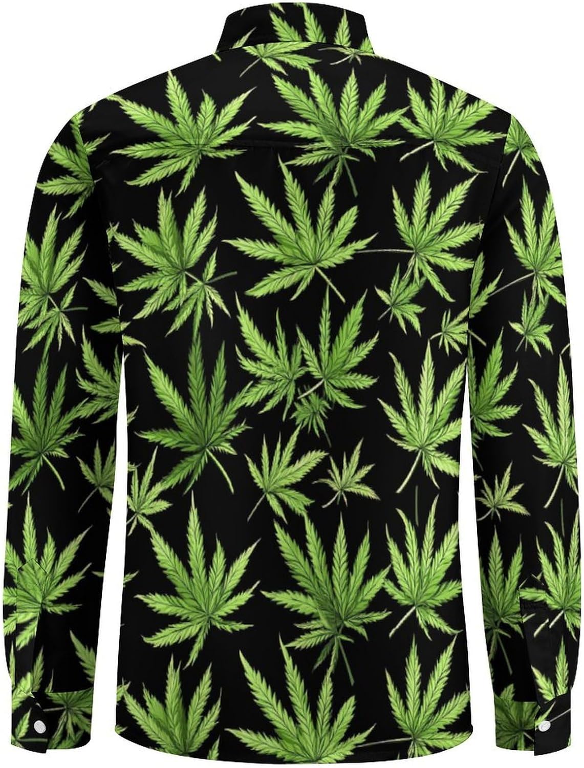 Green_Weed Long Sleeve Shirts Casual Dress Shirt Button-down T-shirts for Men