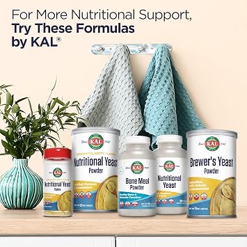KAL Nutritional Yeast Supplement, Fortified w/ B12, Biotin, Folic Acid, Other B Vitamins, Naturally Occurring Amino Acids, Healthy Hair, Skin & Energy Support, Vegan, Gluten Free, 83 Serv, 500 Tablets