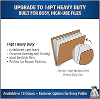Vista 4 de Carpetas de archivos marrones, material médico, carpeta con pestaña final reforzada tamaño carta con cierre de 2 pulgadas en el interior frontal