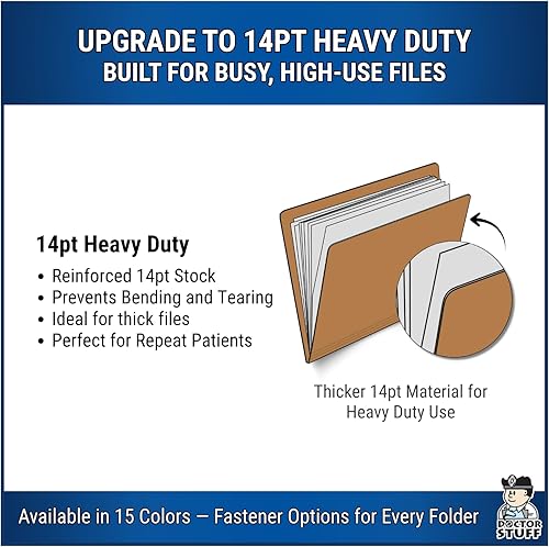 Miniatura 4 de Carpetas de archivos marrones, material médico, carpeta con pestaña final reforzada tamaño carta con cierre de 2 pulgadas en el interior frontal y