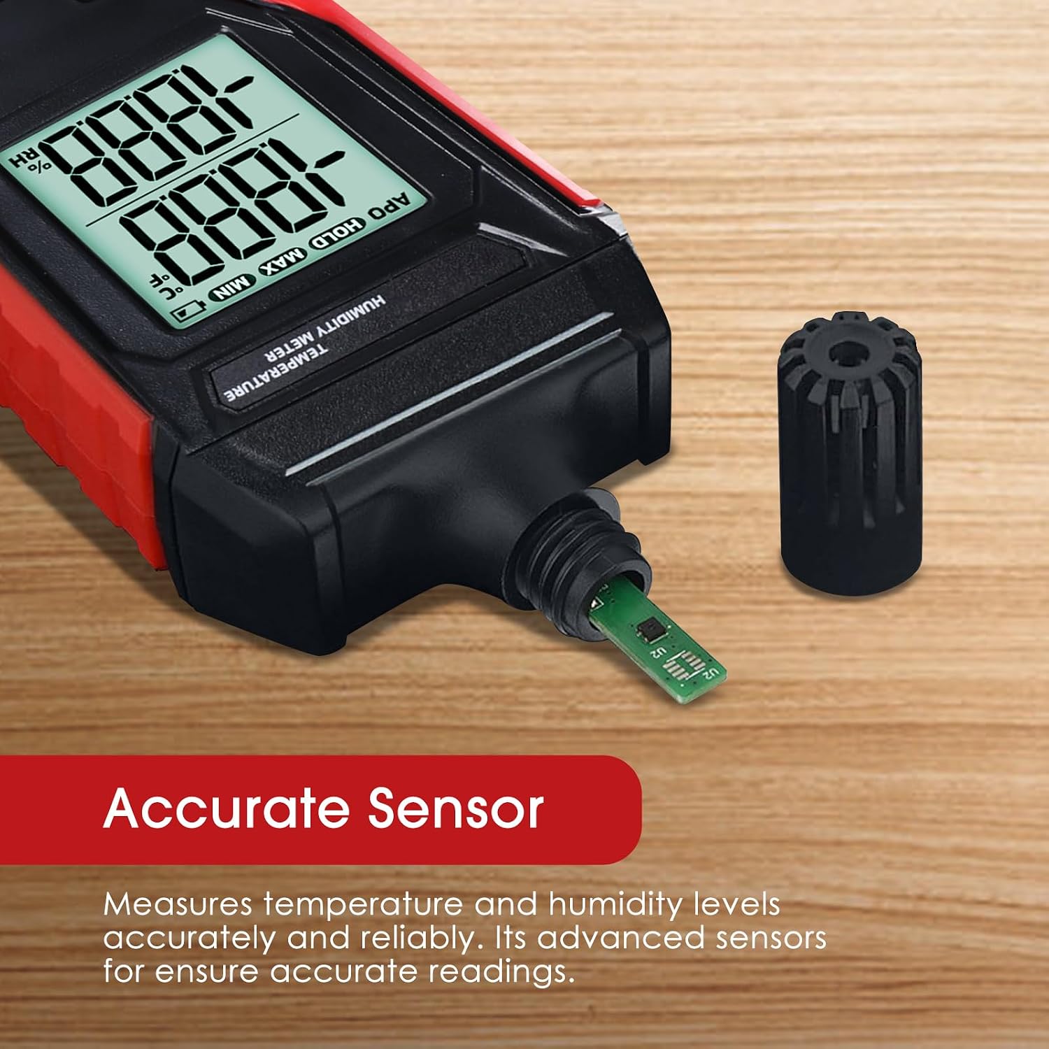 Humidity Temperature Meter, High Precision Digital Psychrometer HVAC with Ambient Temperature Handheld Hygrometer Moisture Meter w/Data Hold, Min/Max, 4 Digits Display Backlit for Outdoor Indoor Use