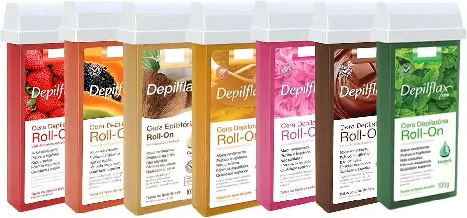 Kit 12 Refil Cera Depilatória Roll-on 100g Depilflax Escolha (12 Unidades, Sortido)