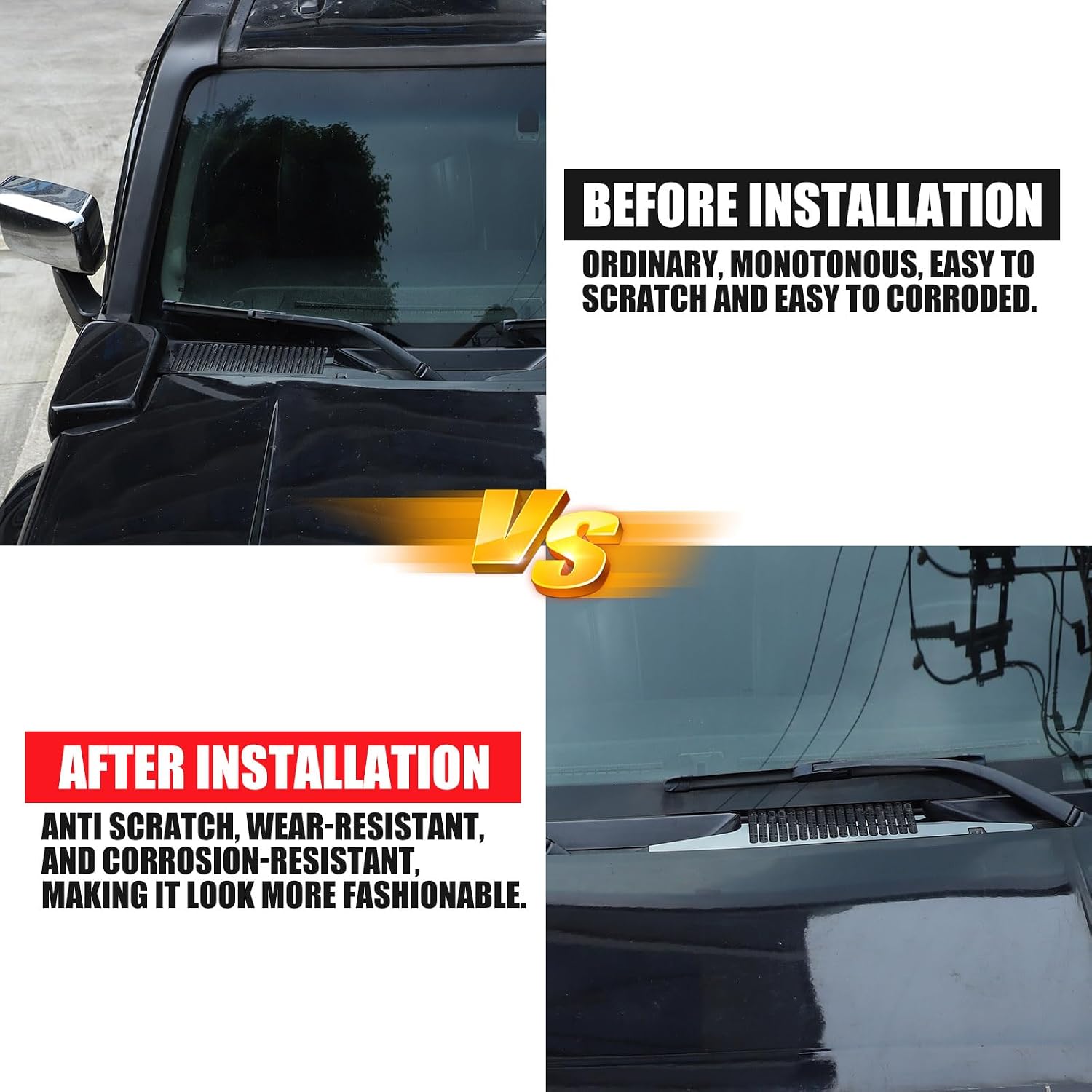 Hood Vent Panel Decorative Net Compatible with Hummer H3 2005-2009, Hood Air Vent Protective Cover Mesh Trim Accessories, Stainless Steel