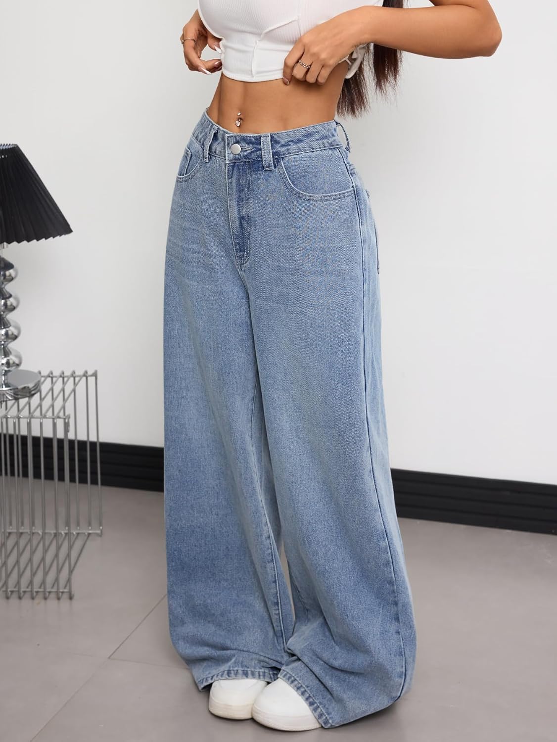 Women's Wide Leg Baggy Jeans Trendy 2026 Denim Pants Vintage Hip Hop Loose Fit Long Trousers Streetwear - Image 3