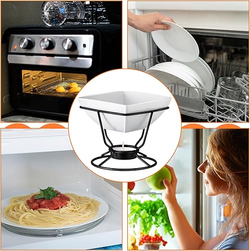 Miniatura 6 de Tandefio Juego de 40 calentadores de mantequilla para mariscos, 8 unidades, calentadores de mantequilla de cerámica de 7 onzas con 32 velas de té,