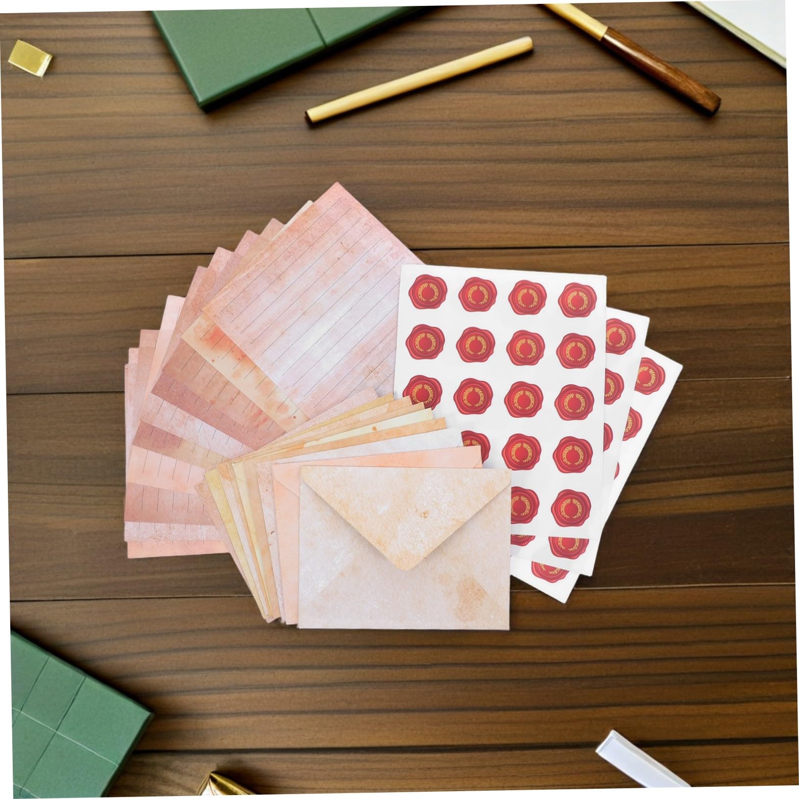 HOMSFOU 100sätze Retro-briefpapier-set Mit Umschlägen Liniertem Papier Im Vintage-look Für Handgeschriebene Briefe Mit Kraftpapier-umschlägen Für Briefe Und Notizen