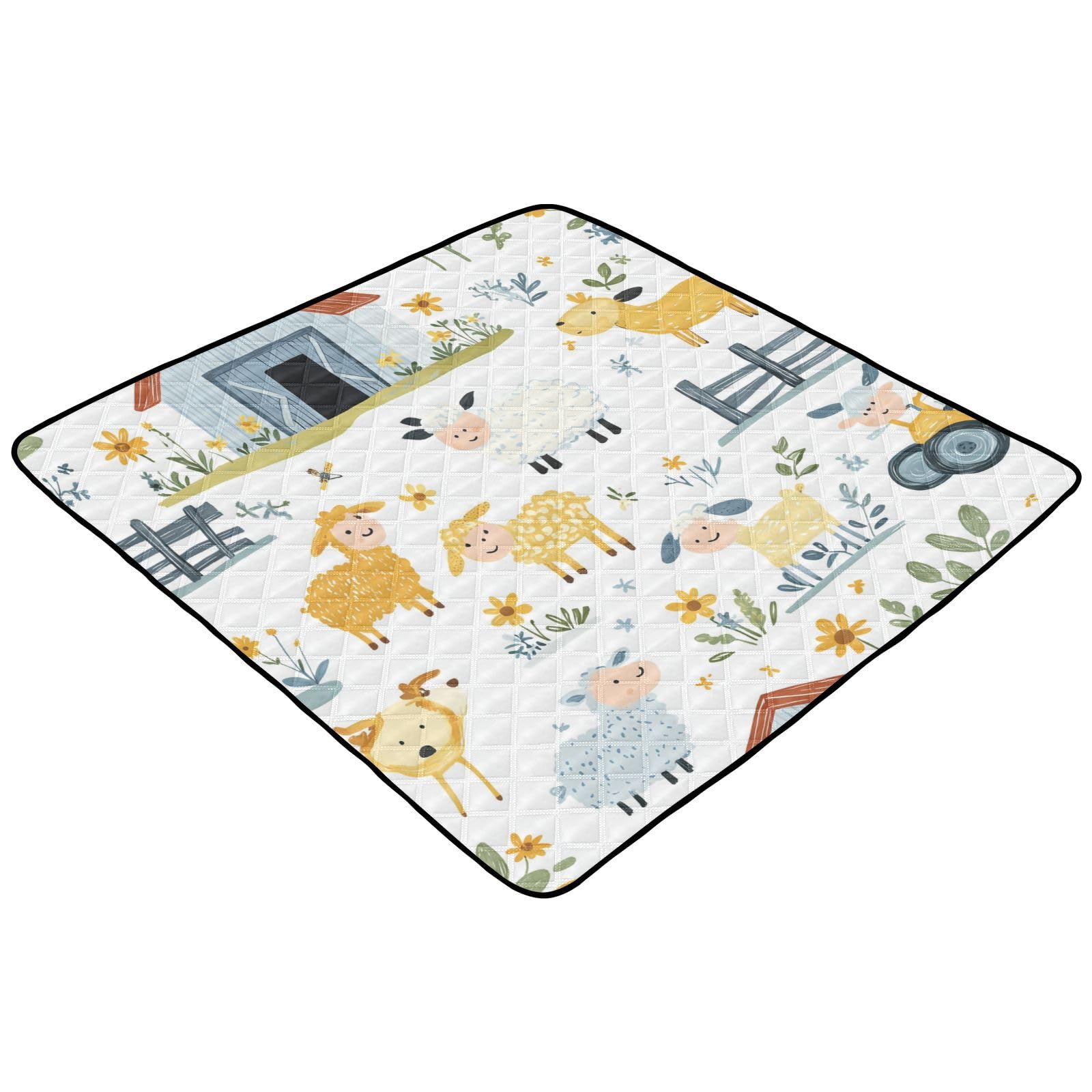 Kigai Farm Animals Baby Play Mat for Floor and Playpen 50x50 inch Non-Slip Baby Activity Playmat Waterproof Foldable Crawling Mat for Infants Toddlers