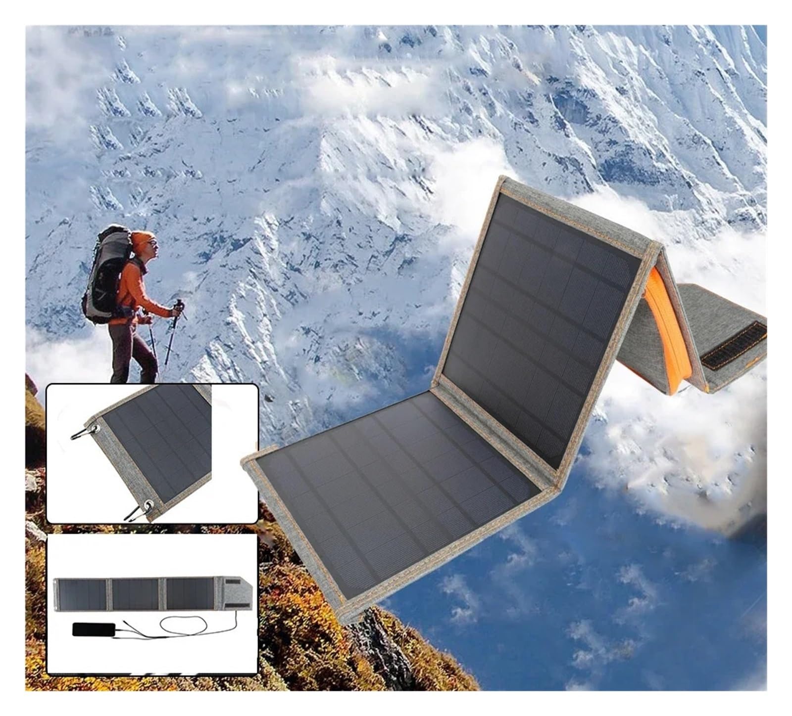 Składany Panel Słoneczny, Power Bank Z Panelem Solarnym I Składanym Pokrowcem, USB,do domu, na kemping