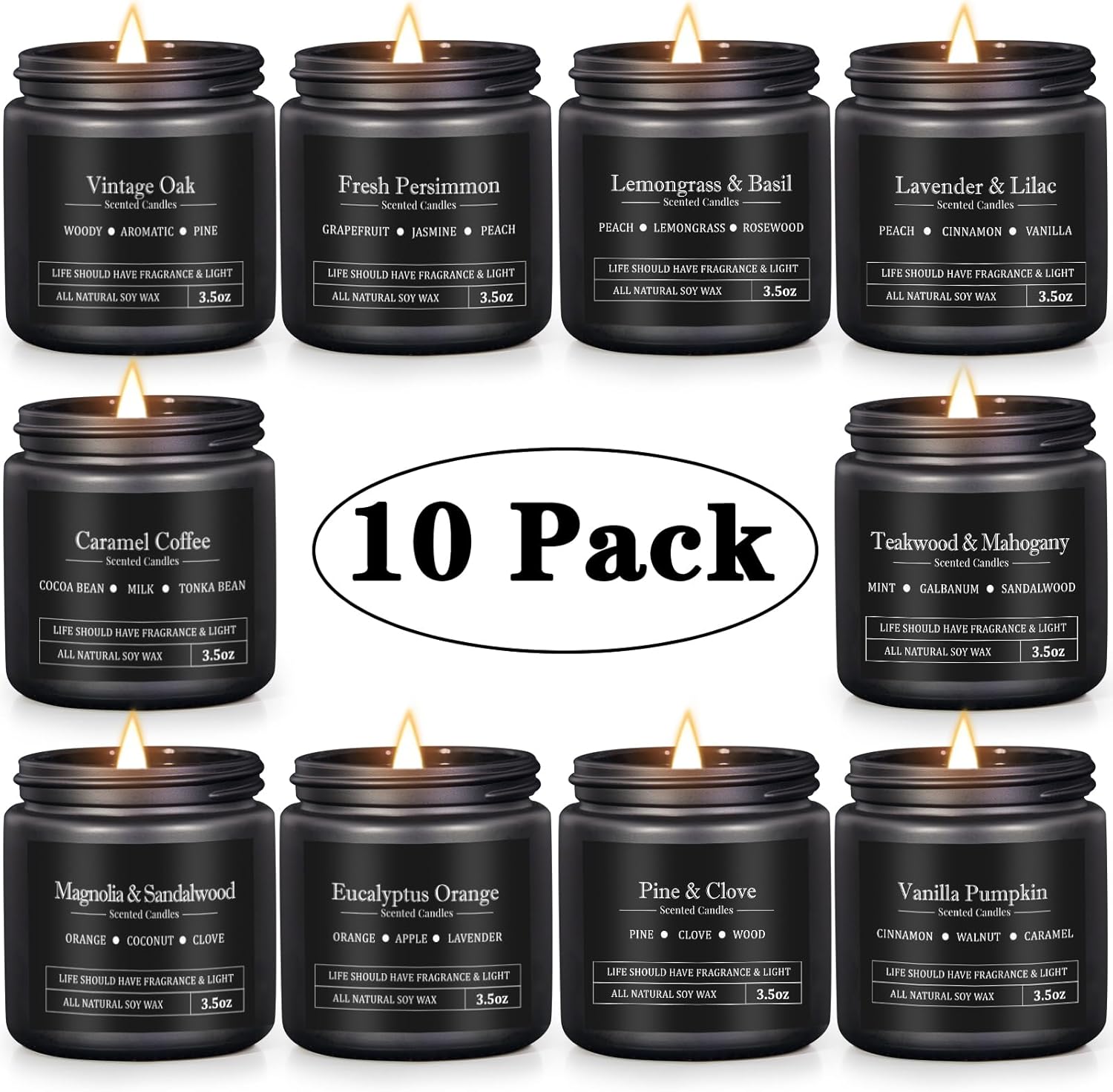 10 Pack Scented Candles for Men, Masculine Candle Gift Set with Woody & Fresh Scents, Soy Wax Aromatherapy Candles for Home, Gifts for Him, Boyfriend, Christmas - Image 2