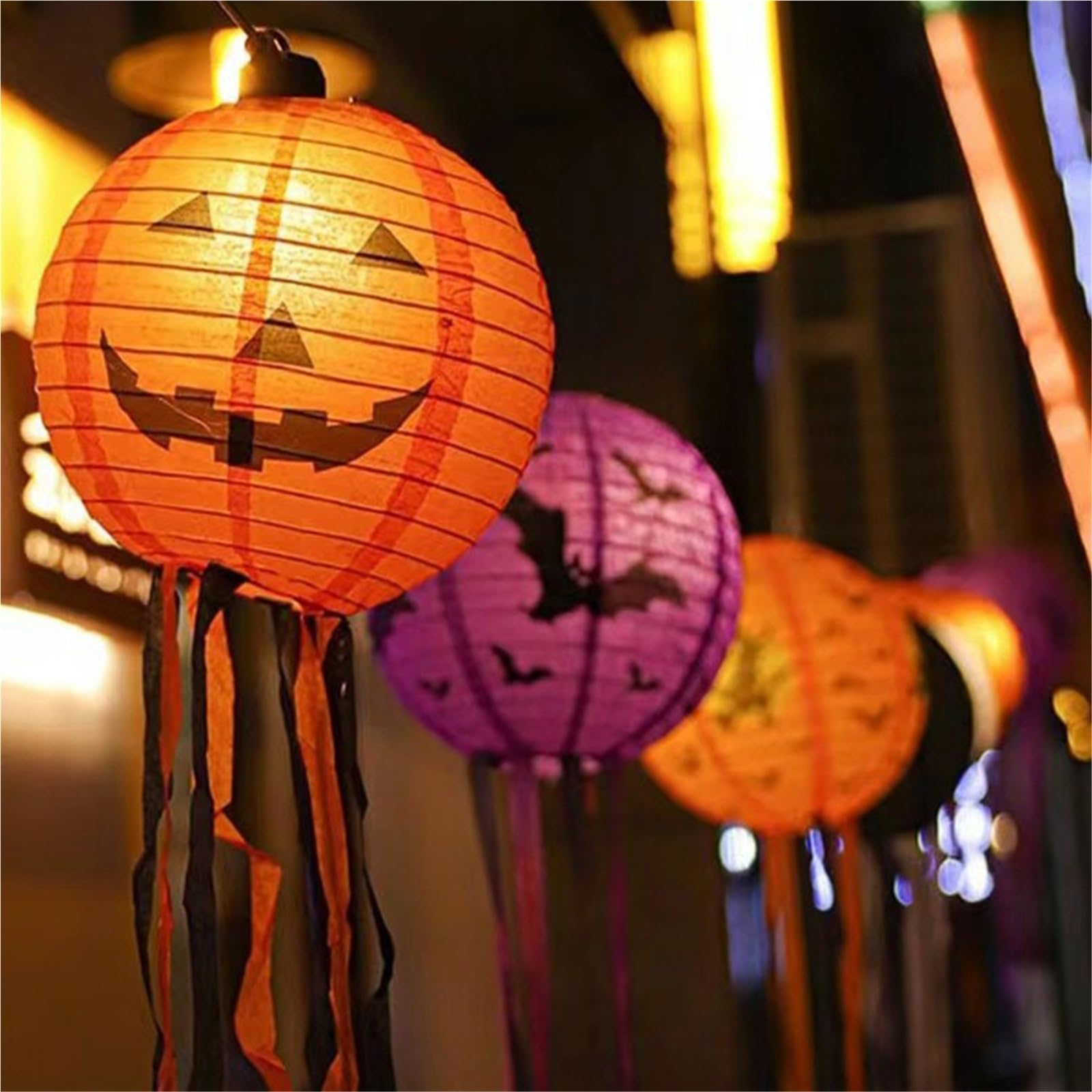 Lanterne di Carta da 10 Pezzi per Le Feste | Lanterna scheletro di pipistrello ragno zucca for decorazioni for feste (non includere luce)