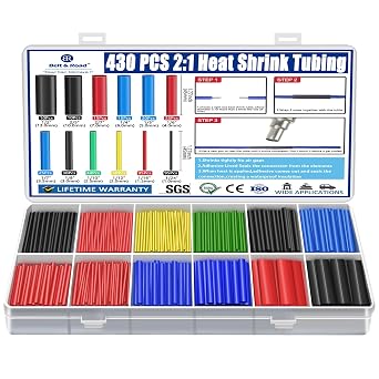 430 pcs 21 Heat Shrink Tubing Kit Industrial Heat-Shrink Tubing for Wires, 21 Marine Grade Heat Shrink Wrap, Premium Large Electrical Waterproof Heat Shrink Tape,12 Sizes 6Colored Assorted