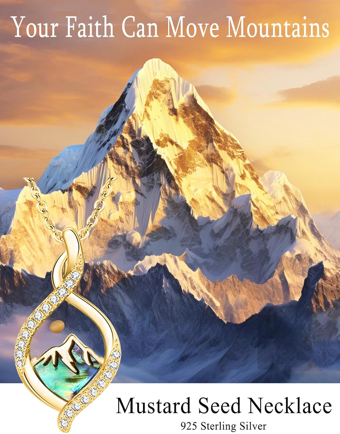 Mustard Seed Mountain Necklace 925 Sterling Silver Faith Pendant Inspirational Christian Jewelry First Communion Confirmation Gifts for Women - Image 5