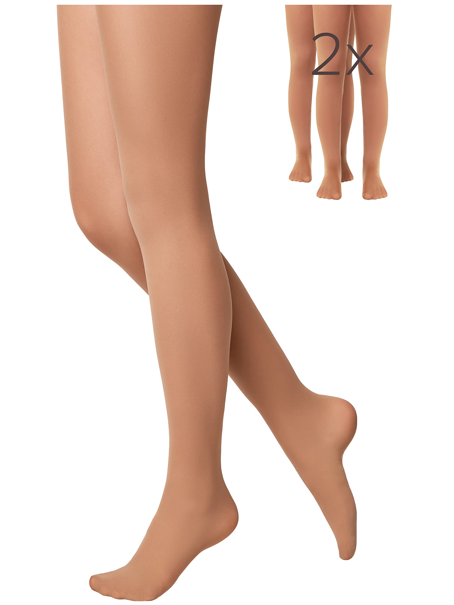 Conte elegant Princess Schicke Kinderstrumpfhose - Alltagsstrumpfhosen - Ballettstrumpfhosen - Ballett Strumpfhose Kinder - Tanzstrumpfhose für Mädchen - 40 DEN - 140-146 - Beige - 2 Stück