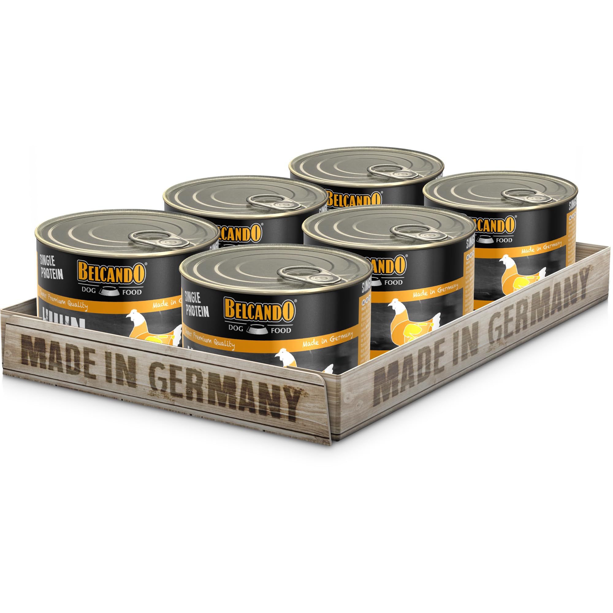 BELCANDO Single Protein Dose [6x200g Huhn] | Sortenreines Nassfutter für Hunde | Monoprotein Feuchtfutter