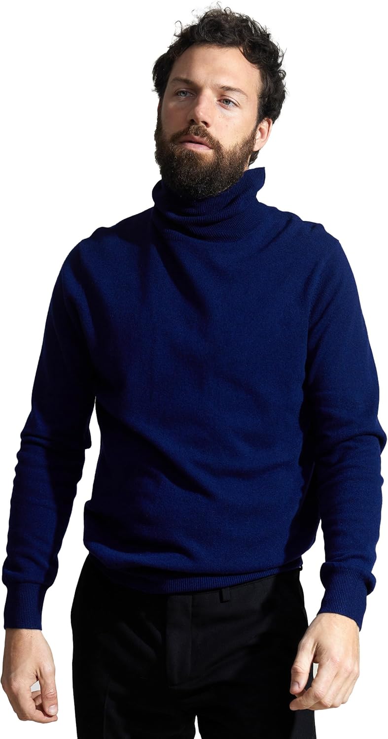 State Cashmere Men's Essential Turtleneck Sweater 100% Pure Cashmere Classic Long Sleeve Pullover