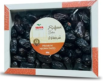 Yaffa Delicious Safawi Dates 800g   Hand Picked Madina Dates   Premium Quality Juicy Dried Dates   All Natural, No Added Sugar, Gluten Free   Soft Chew Texture   Ramadan Dates Gift Box