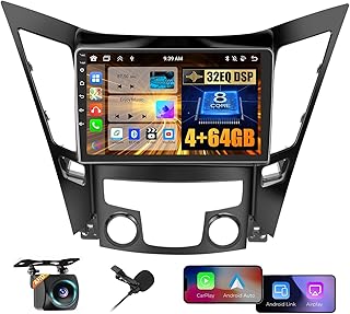 for Hyundai Sonata 2010-2015 Android Car Stereo with Wireless Carplay, 8 Core 4+64GB 9 Inch IPS Touchscreen Car Radio 59UI GPS Navigation WiFi 32EQ DSP Backup Camrea