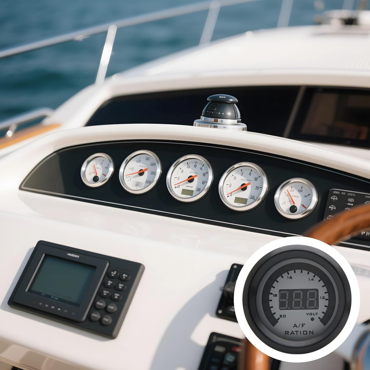 2-Inch 52Mm Blue Led Air Fuel Ratio Digital Gauge with Oxygen Sensor, Abs Material, 0-1V Gauge Kit, Includes Manual and Bracket