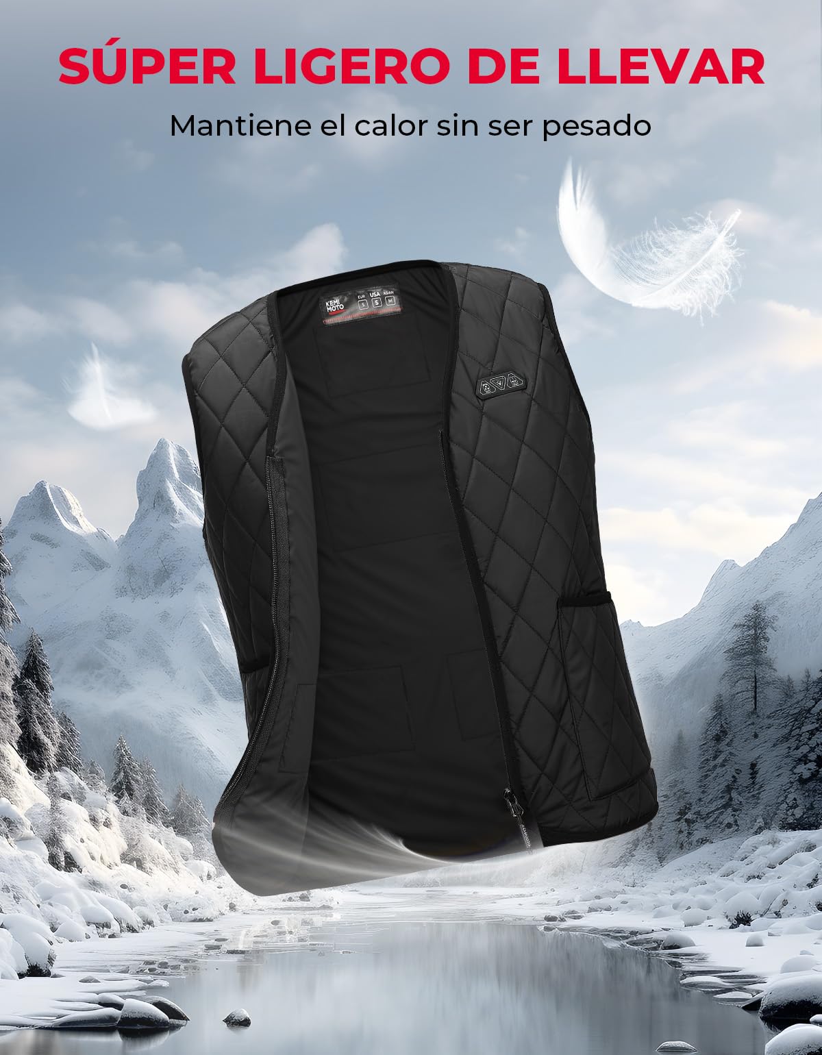 KEMIMOTO Chaleco Calefactable Mujer, Control Dual con 8 Zonas de Calor, Chalecos Térmico Inteligente Diseño Cuello en V, 3 Niveles de Calor