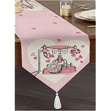 RealHomes Pembe Zemin Kalpli Antika Telefon Tasar ml  Dijital Bask l  Dekoratif P sk ll   nil  gen Runner