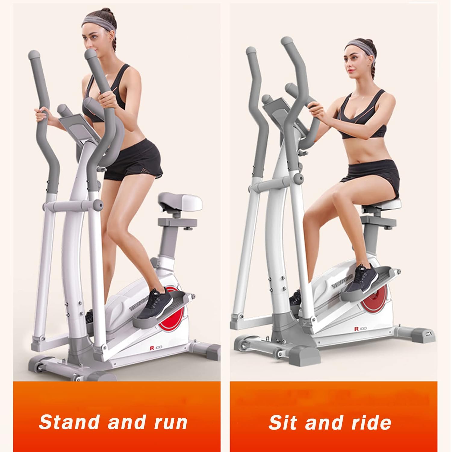 Elliptical Machine Gym Equipment Space Magnetic Control Stepper Indoor Small Silent Bicycle Home Commercial (Black)