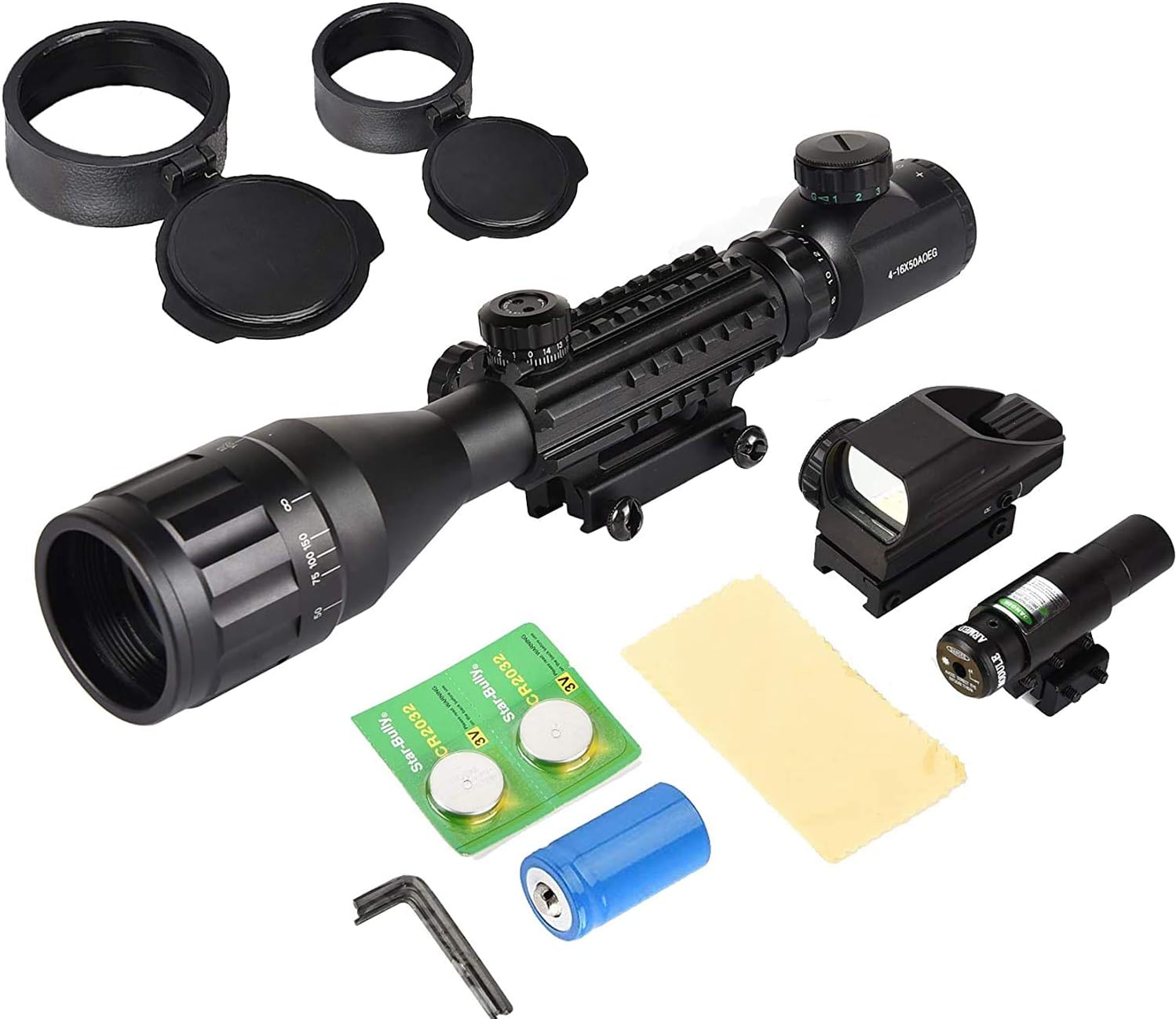 MidTen 4 16x50 Tactical Rifle Scope Dual Illuminated Optics   Rangefinder Illuminated Reflex Sight 4 Holographic Reticle Red Green Dot Sight   IIIA 2MW Laser Sight Photo