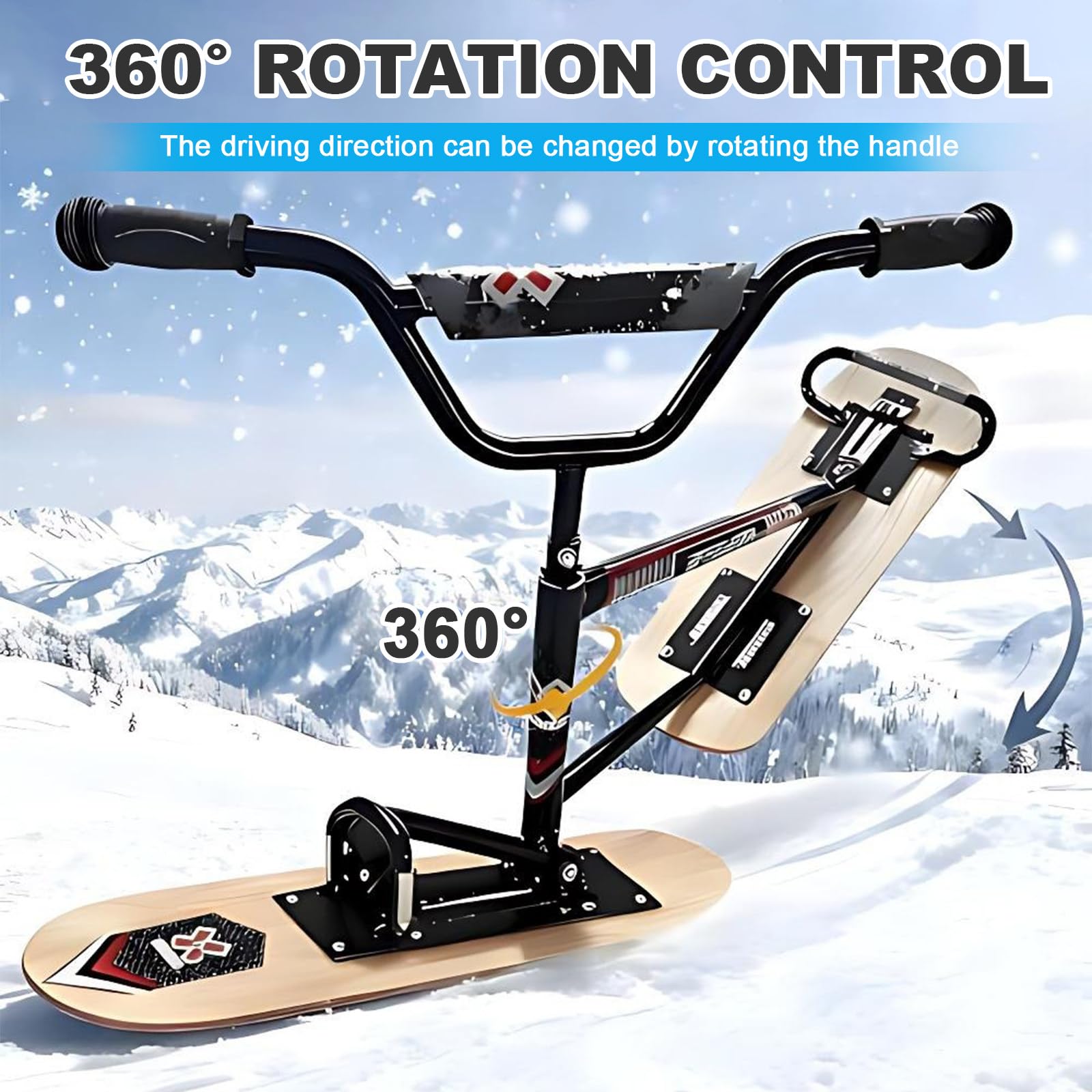 SHAHRYAR Nouvelle Trottinette des Neiges pour Enfants Et Adultes,Luges/Snowboards pour Adultes,Direction Pivotante À 360°, Capacité De Charge De 150 Kg,Luge De Snowboard Lightcolor