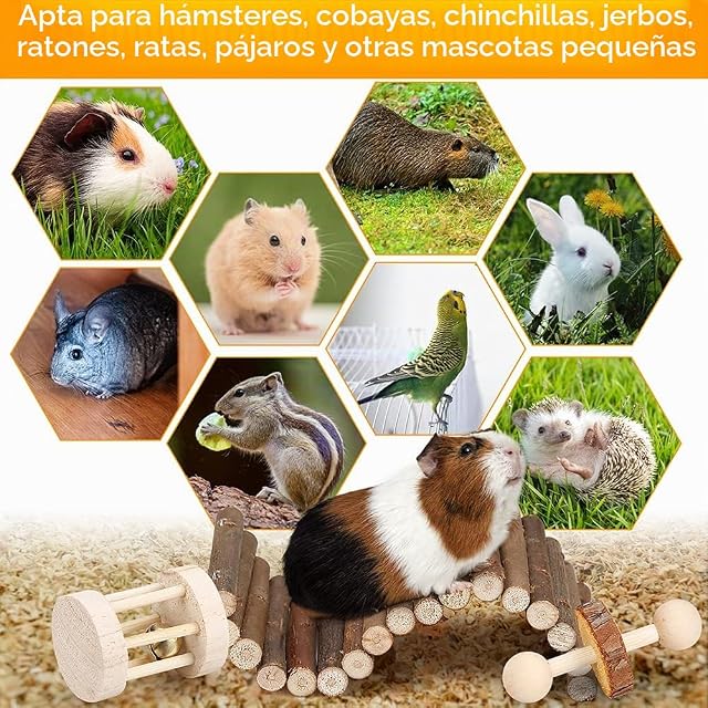 Foto 4 de 6 de Juguetes de hámster para Masticar Naturales, Juguete para Conejo, Conejillo de Indias, Animales pequeños
