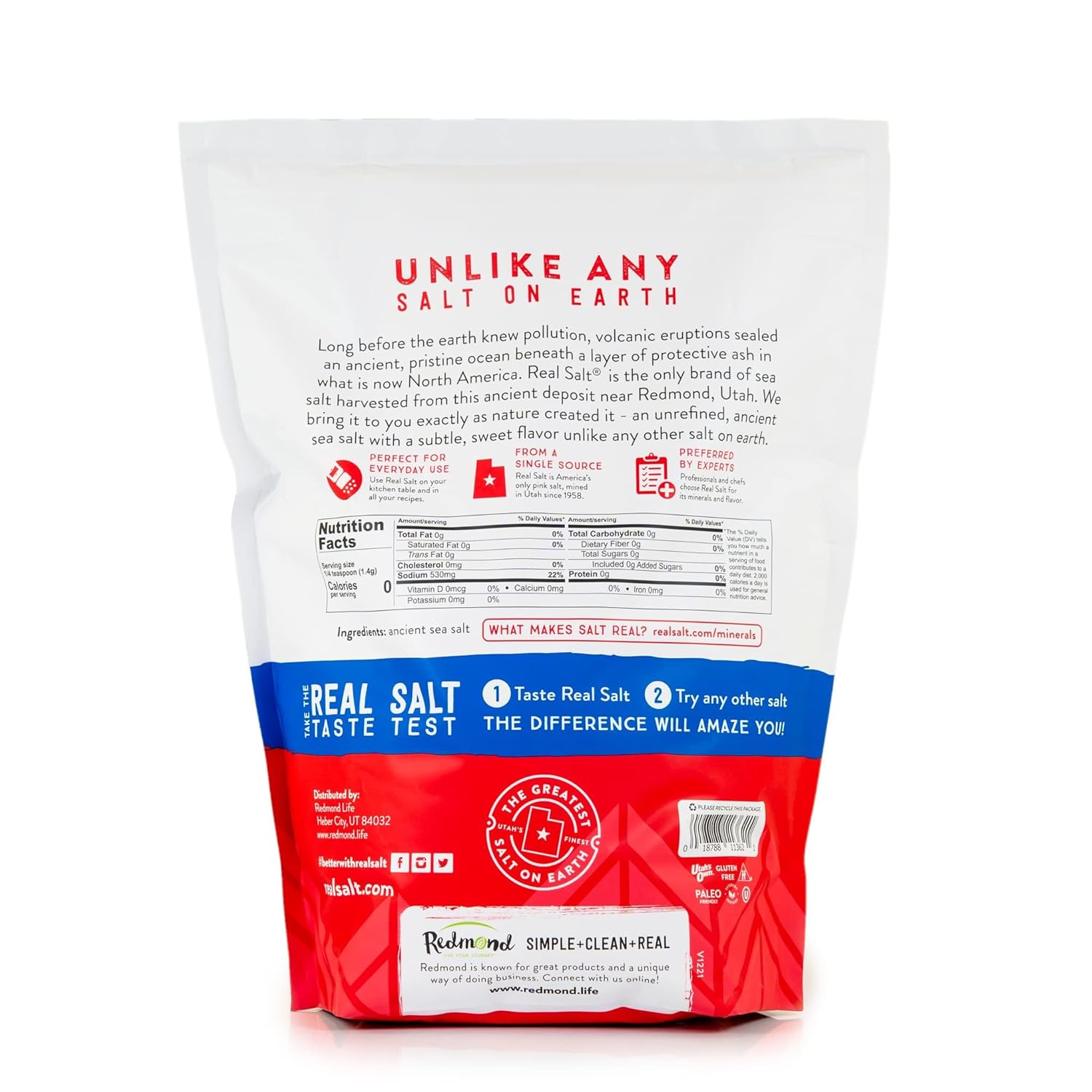 Redmond Real Salt Kosher – Natural Unrefined Gluten Free Kosher grind, 10 LB Bag