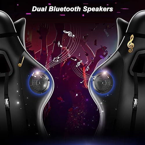 Miniatura 3 de Silla LED para juegos con altavoces, silla de computadora de masaje, silla ergonómica de carreras, silla de oficina reclinable de piel sintética