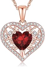 LAVUMO Necklace 925 Sterling Silver Tree of Life Pendant Heart Jewellery Cubic Zirconia Gift for Her Women Mom Christmas Birthday Mother's Day Valentine's Day Gift