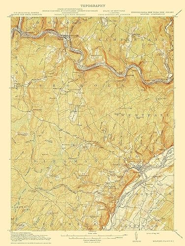Posterazzi PDXPAMI0003LARGE Milford Pennsylvania Jersey New York Quad USGS - Póster impreso, 23.6 x 35.8 in, multicolor