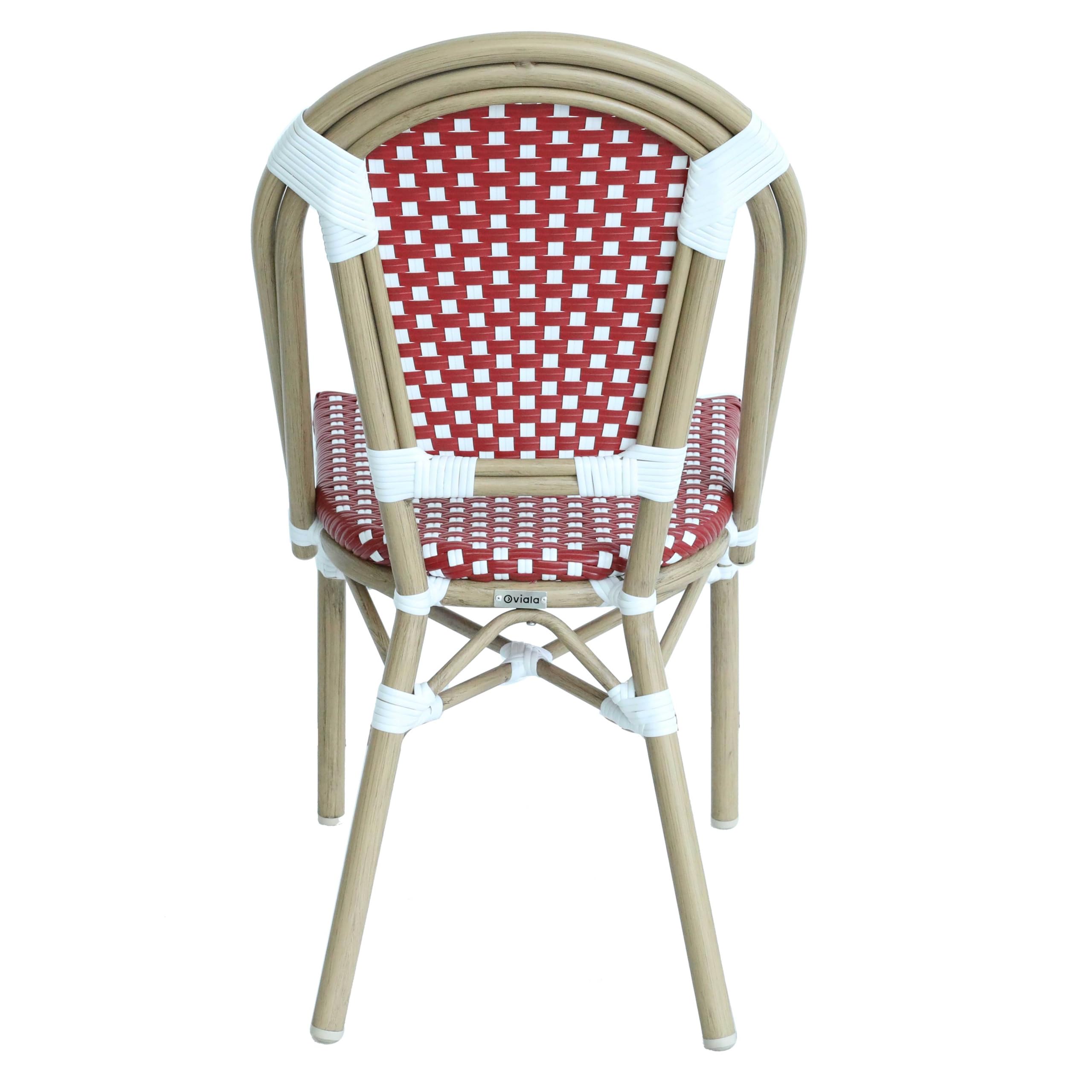 Oviala Chaise de terrasse bistrot Parisien en Aluminium et rotin Rouge