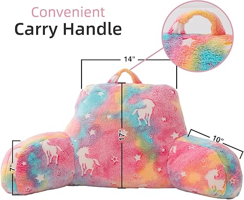 Vista 38 de A Nice Night Star Moon - Almohada de lectura de felpa que brilla en la oscuridad, respaldo de cuña para niños con brazos y apoyo para la espalda Gris