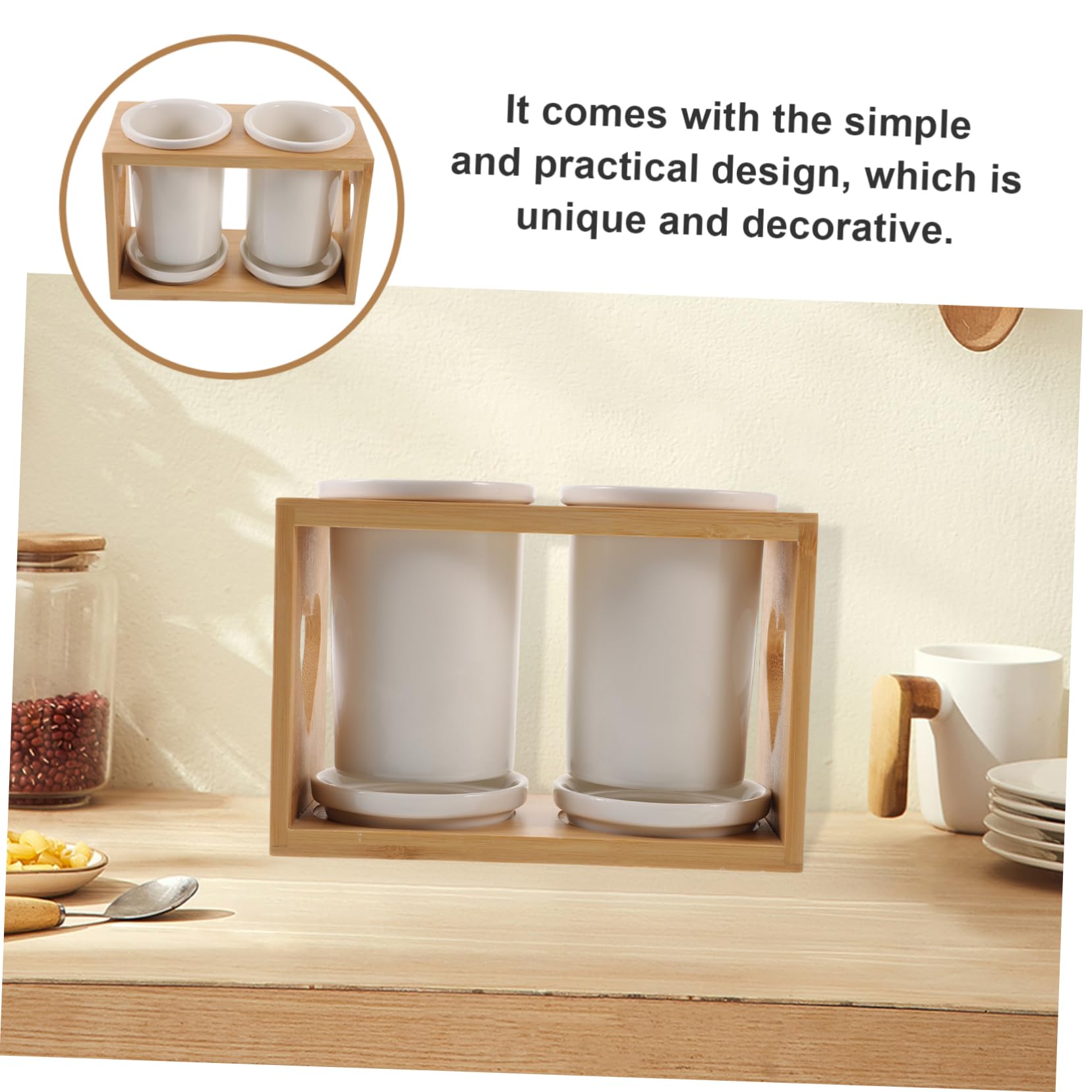 Portaposate in Ceramica Funzione di Svuotamento Utensili da Cucina Organizzatore a Design Unico Contenitore per Stoviglie