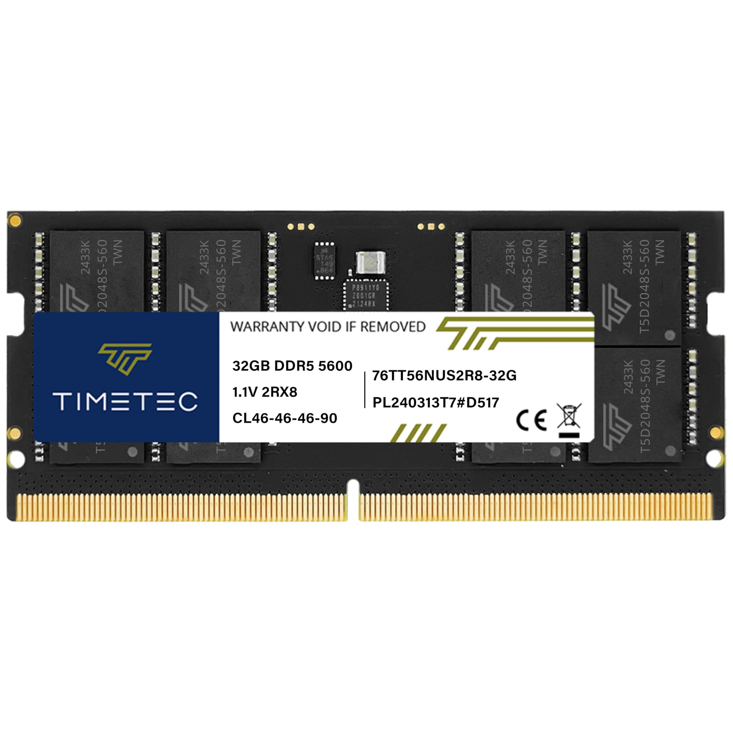 Timetec 32GB DDR5 5600MHz PC5-44800 Unbuffered Non-ECC 1.1V CL46