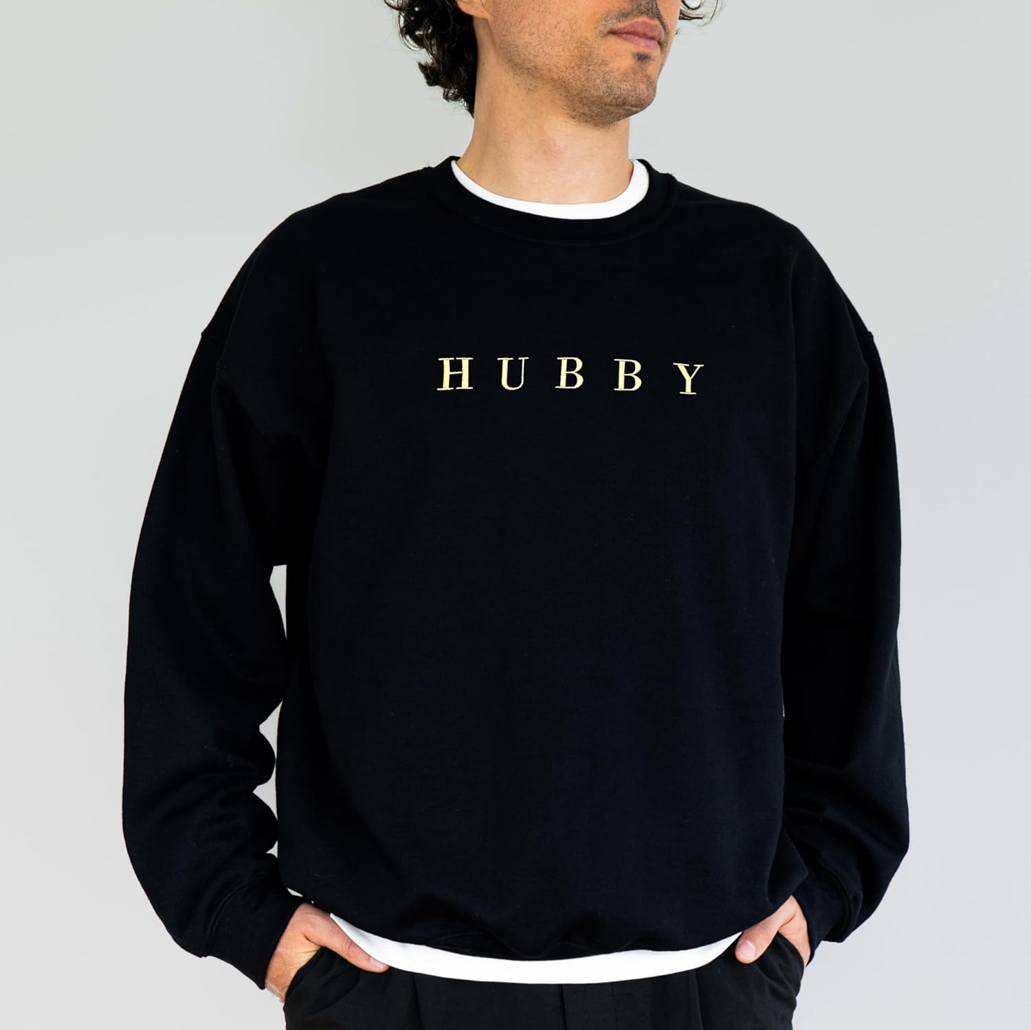 Embroidered Wifey & Hubby Sweatshirts | Crewneck for Honeymoon | Anniversary, Wedding Gifts - Image 2