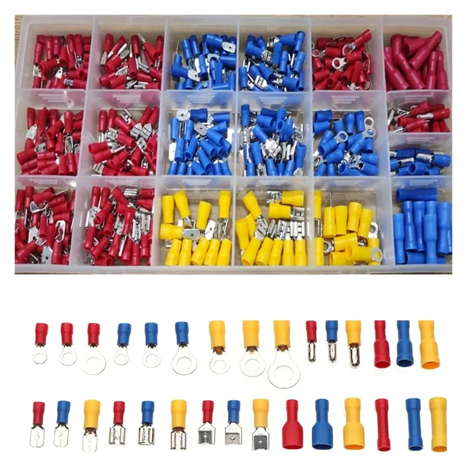 350-teiliges isoliertes Kabelverbinder-Draht-Crimp-Terminal-Spaten-Stoßring-Gabel-Kit Ring-Lug-Rolled-Terminal-Sortiment-Kit