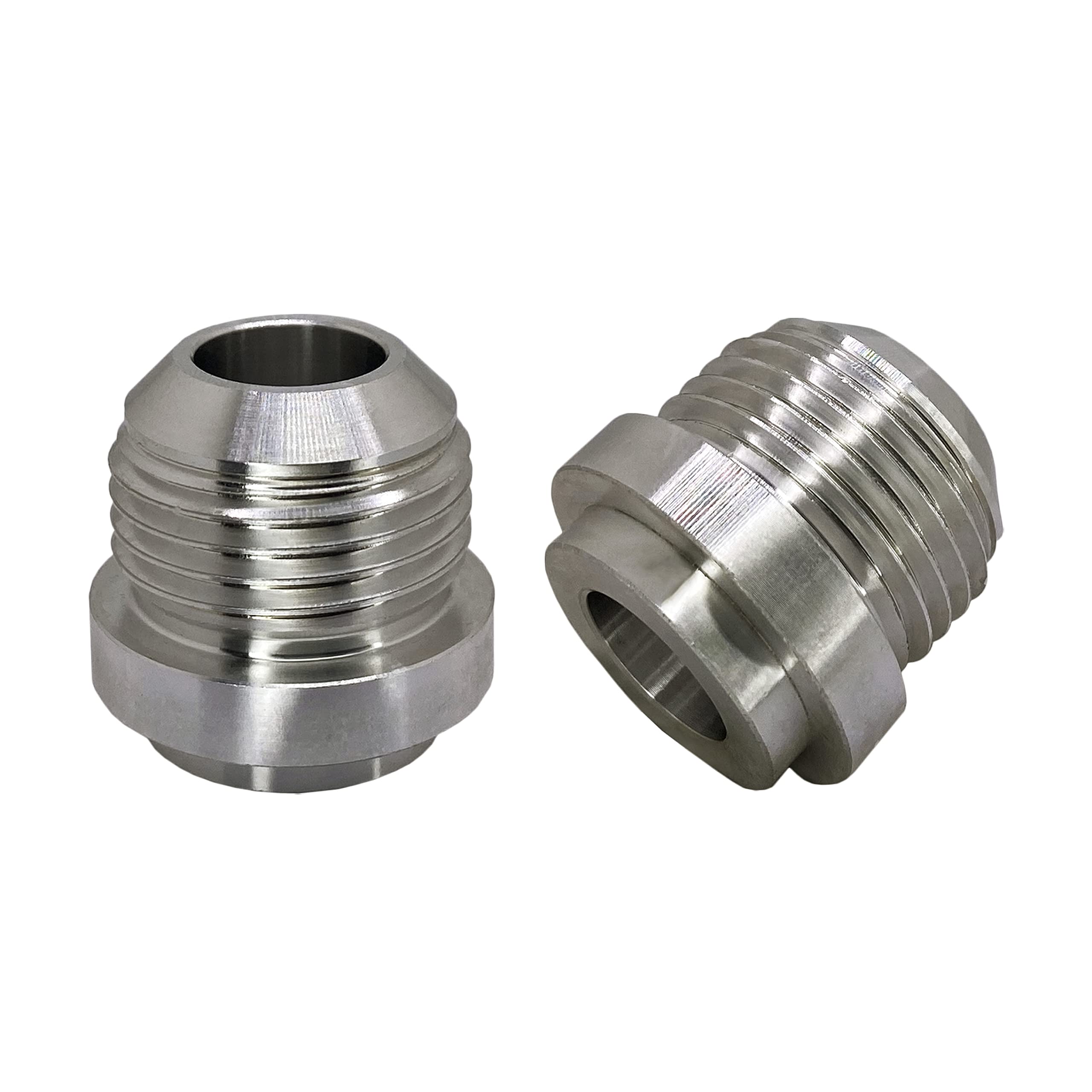 AN10 Weld On Bung Stainless Steel Male Flare Weldable Fuel Tank Fitting AN10 JIC-10 AN (7/8-14) Thread Hose Adapter Connector(2, Stainless Steel, AN10
