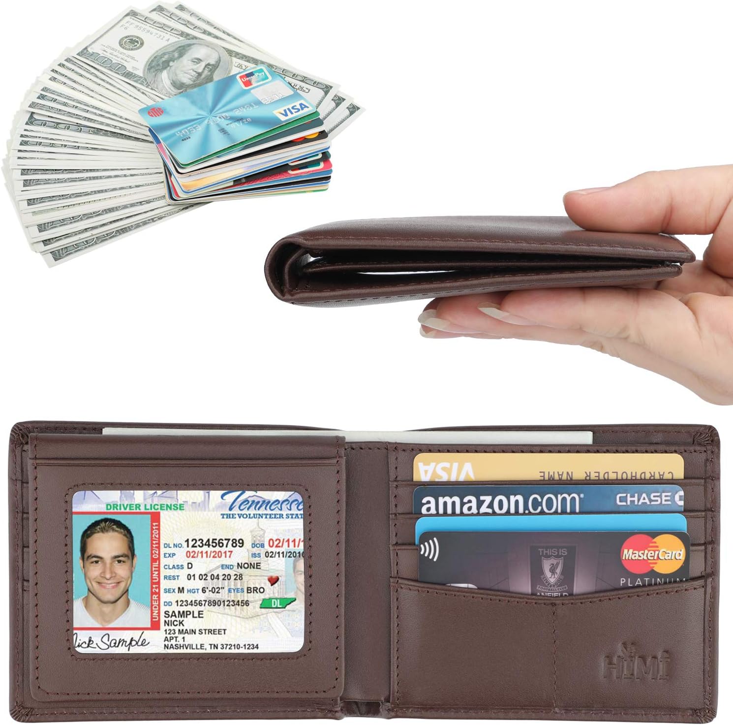 Wallet for Men-Genuine Leather RFID Blocking Bifold Stylish Wallet With 2 ID Window (Coffee-Smooth Leather)