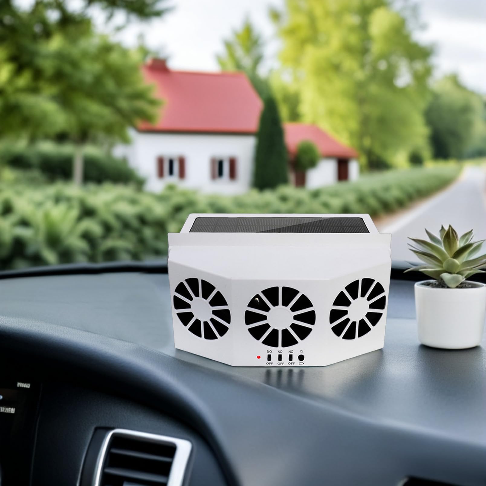 CLISPEED Ventilador de Ventilación Solar para Coche Alimentación Solar y Función de Enfriamiento Automático, Fabricado en Abs Batería Incluida para Control de Temperatura