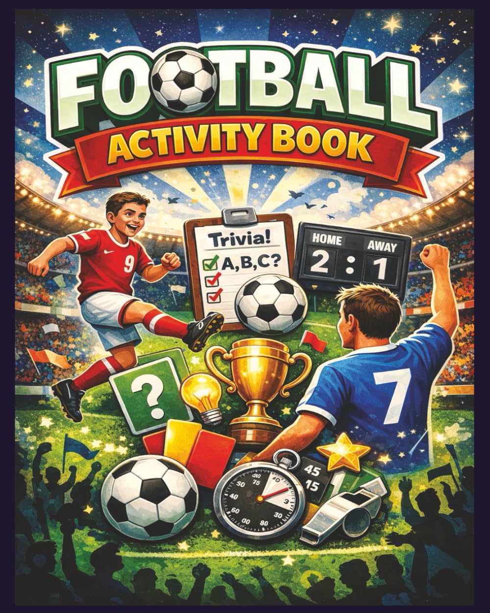Football Activity Book: Football themed Activity Book | Packed with varied Fun activities| Ideal for Children 6-12 years old | 8x10 Inches, 85 Pages | Solutions Included