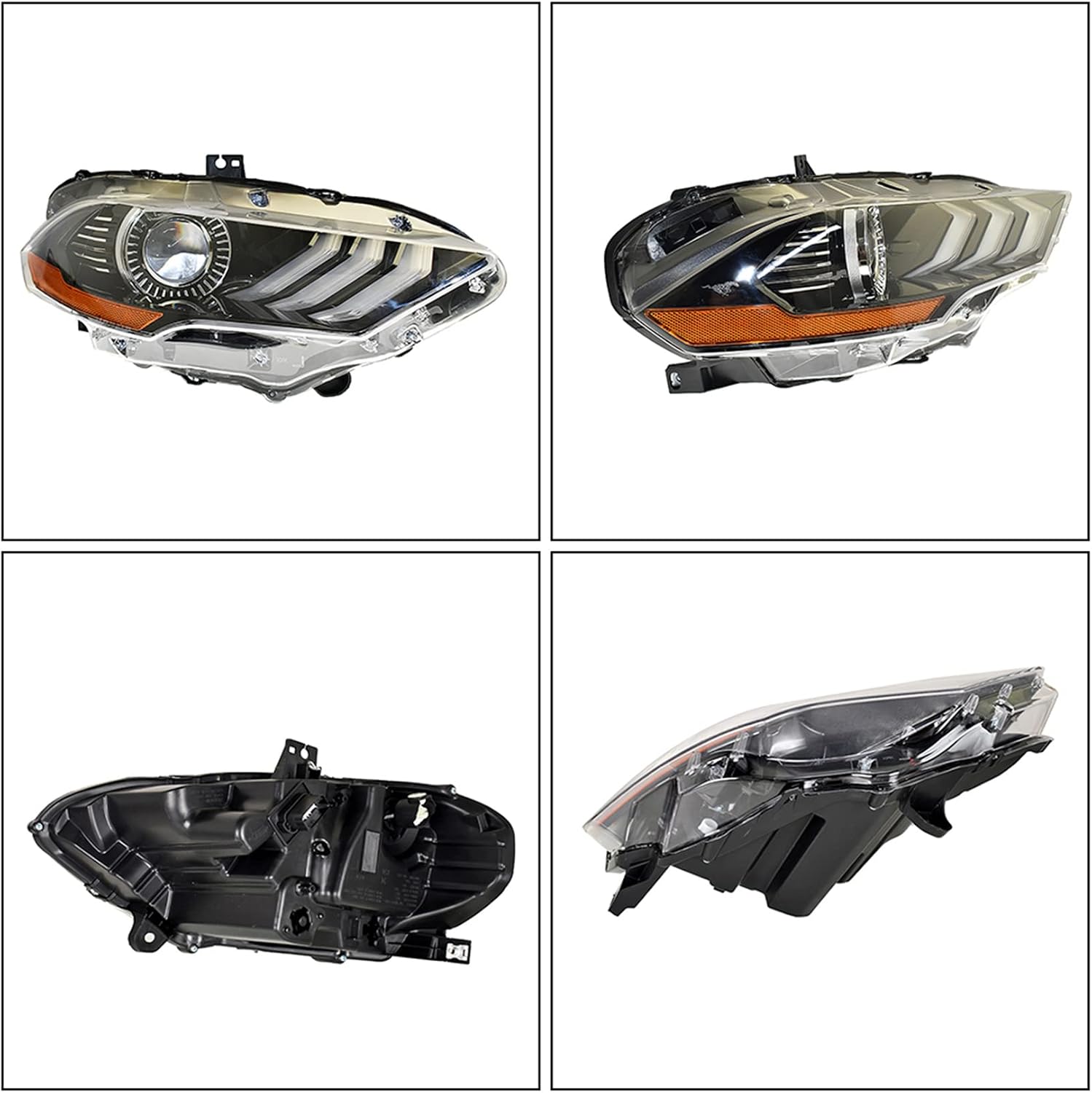JR3Z13008A RH Headlamps Assembly with DRL Replacement for Mustang 2018-2020 Projector Headlights Right Side