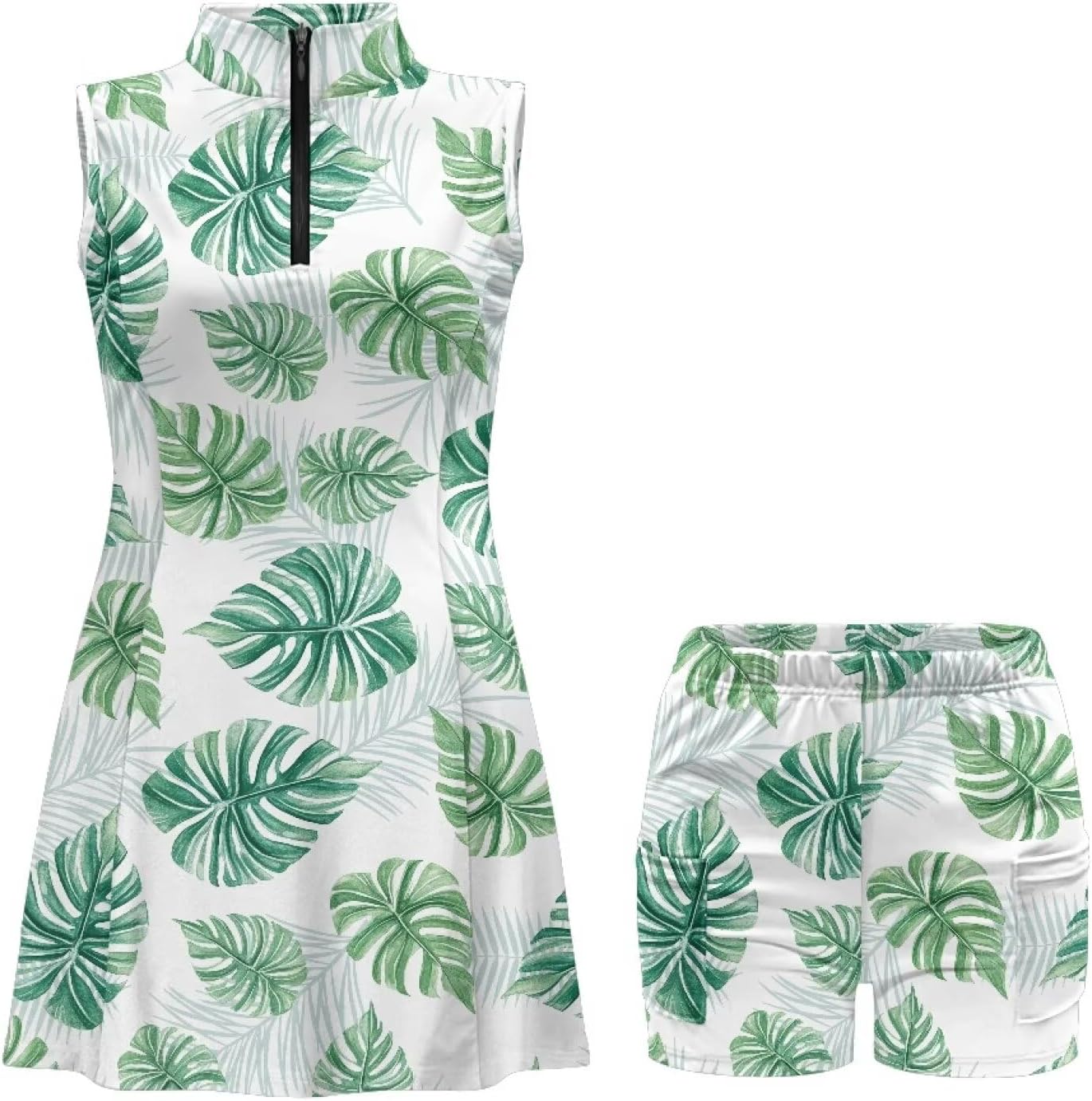 Tennis Dresses for Women, Quick Dry Quarter Zip Workout Active Athletic Dresses Golf Dresses with Built in Shorts