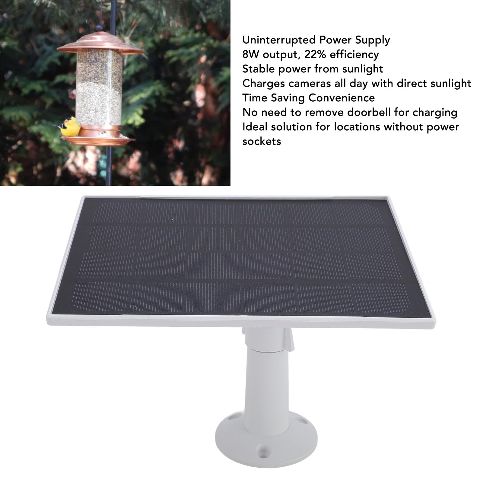 Panneau Solaire 4W USB Pour Caméras De Surveillance - Compatible Eufy, Blink, Reolink - Silicium Monocristallin