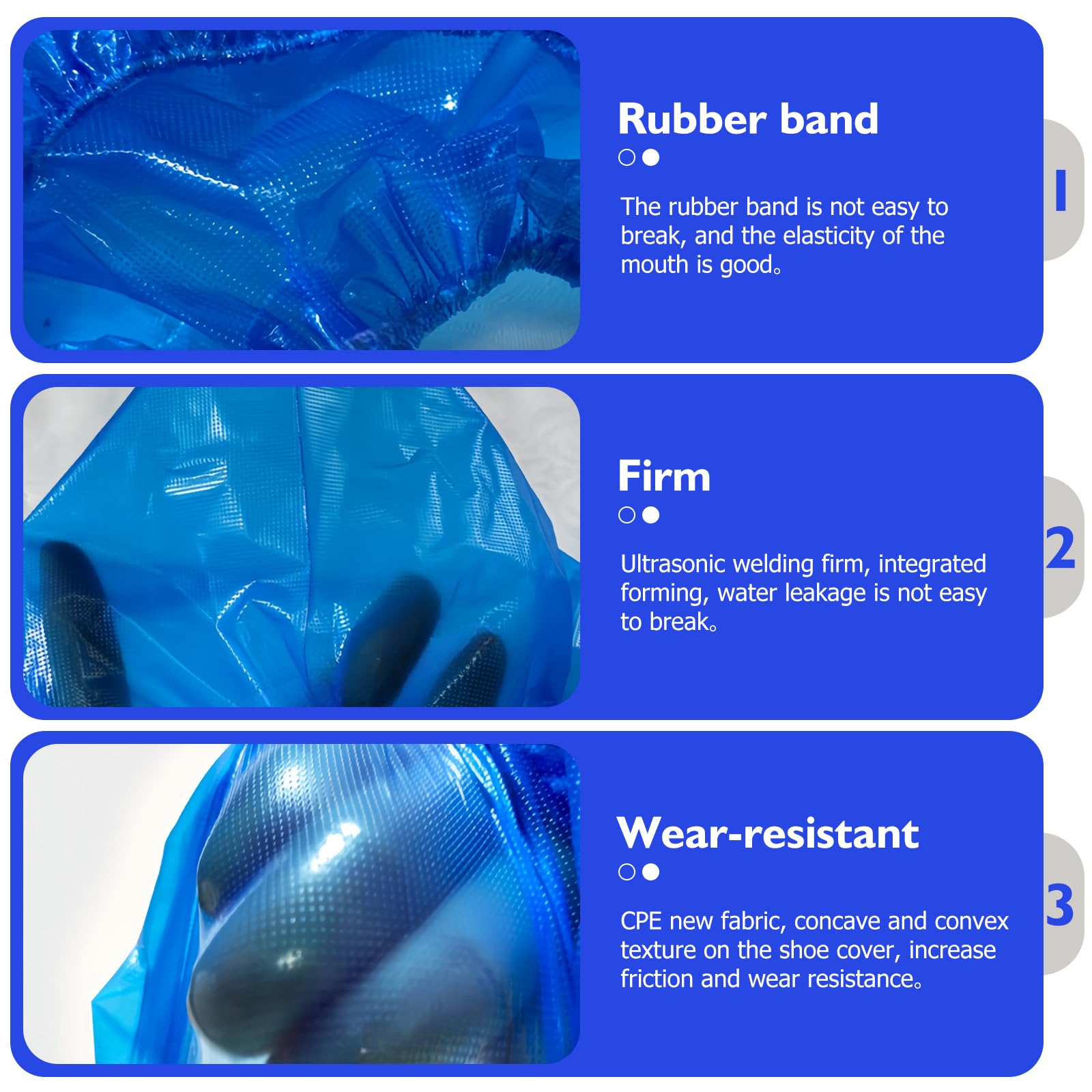 Lot de 300 couvre-chaussures jetables antidérapants avec élastique - Imperméables et jetables - Taille universelle - Pour l'hygiène et la protection - Bleu
