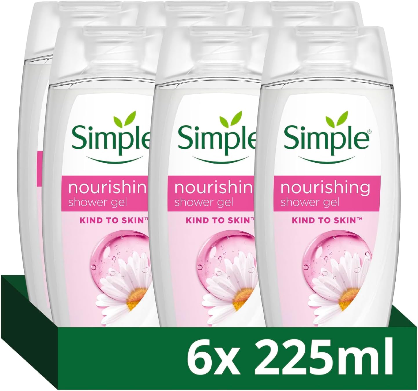 Kind to Skin Nourishing Shower Cream pack of 6 dermatologically tested for gentle skin care 225 ml, White