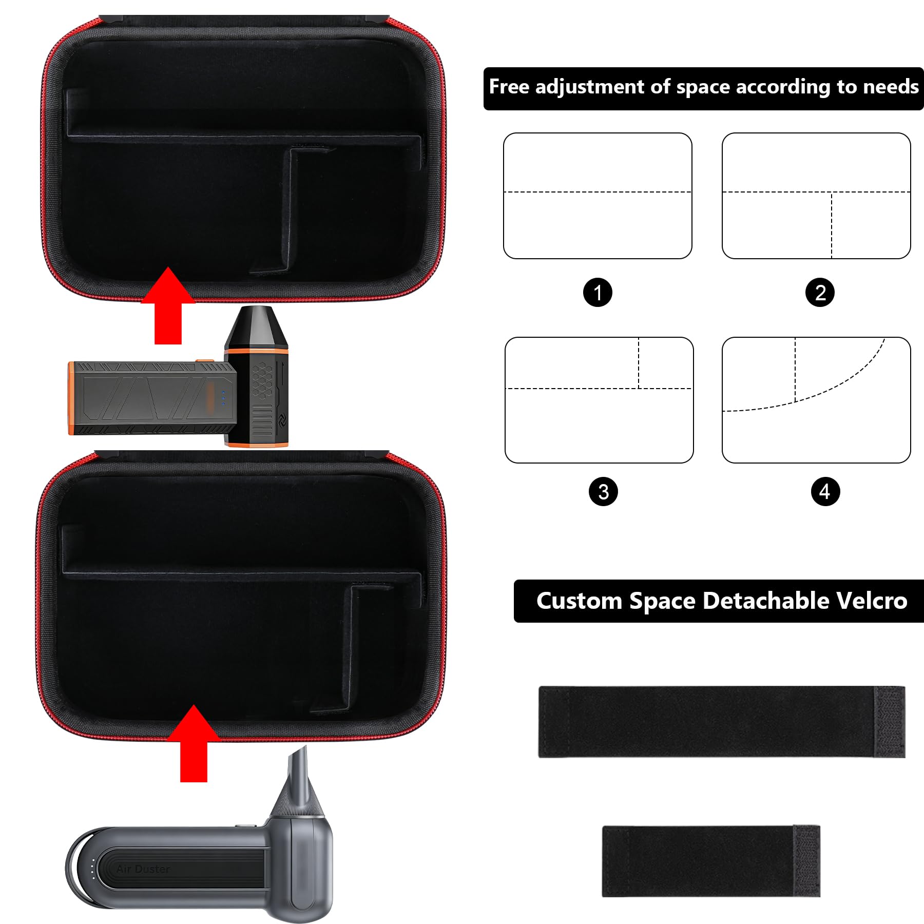 Funda rígida de transporte para plumero de aire comprimido WOLFBOX MF200/MF100/MF50, soporte de almacenamiento inalámbrico para MF200/100/50 con bolsillo de malla con cremallera para guardar