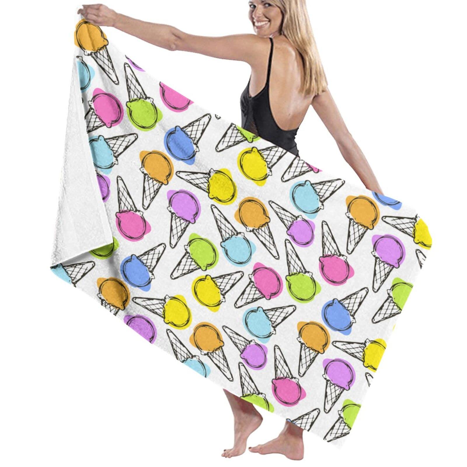 Grande serviette de bain crème glacée en microfibre douce et légère pour la plage